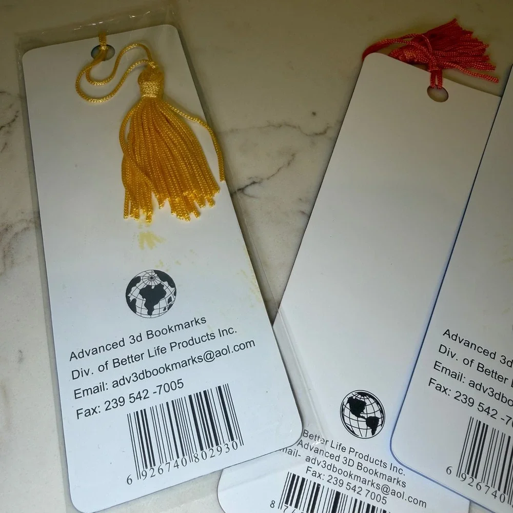 Advanced 3D Bookmark Lot of 4 Lenticular Motion Animals Tiger Horse Zebra Tassel